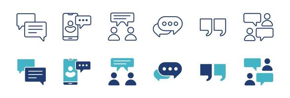 online message bubble chat icon set online communication social discussion illustration for web and app vector