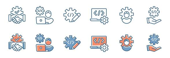 business software development coding icon set build website programming improve technology digital gear cogwheel illustration vector
