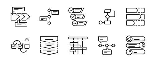 business workflow diagram roadmap progress icon set project management scheme flow timeline diagram presentation outline illustration for web and app vector