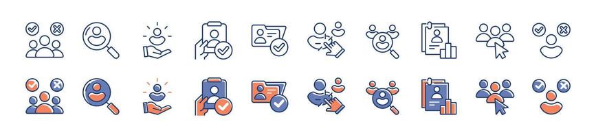 collection of hiring recruitment job interview icon set business search for employee candidate headhunting illustration potential skill human resource symbol design vector