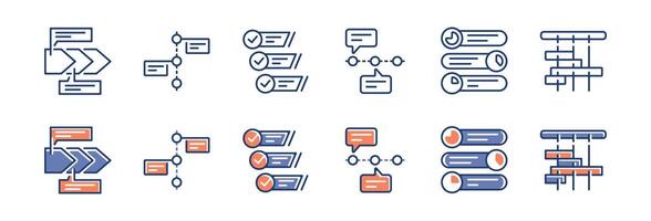 workflow project roadmap task timeline icon set business startup scheme progress management illustration for web and app vector