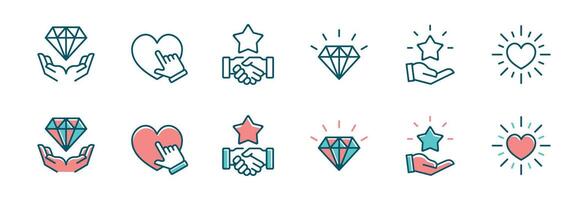 success core value icon set business goal quality management for client care, passion, empathy, integrity, trust, commitment symbol illustration vector