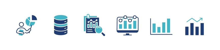 data statistic analysis chart icon set business diagram presentation graph symbol illustration vector