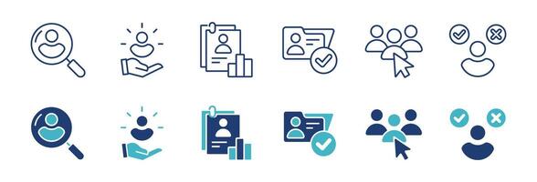hiring recruitment icon set business job interview headhunting search candidate employee illustration for web and app vector
