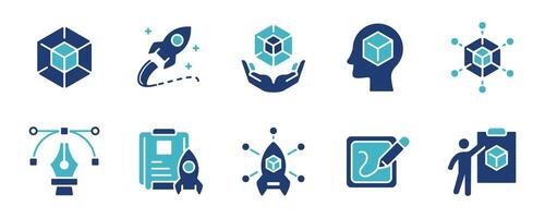 business build new startup project idea icon set create creative innovation digital asset scheme illustration concept design for web and app vector