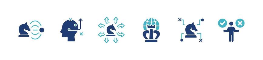 business target goal leadership decision icon set objective action plan implementation choose option illustration marketing success problem solving design vector