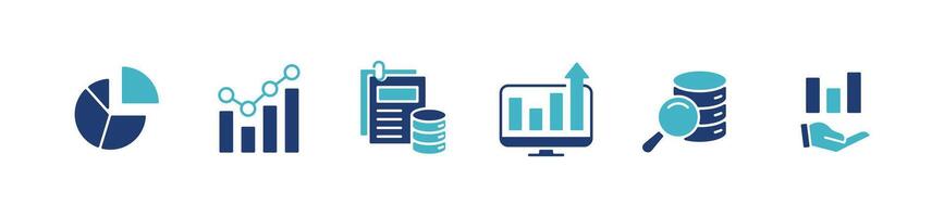 set of data diagram chart analysis business statistic report icon financial monitoring growth symbol illustration vector