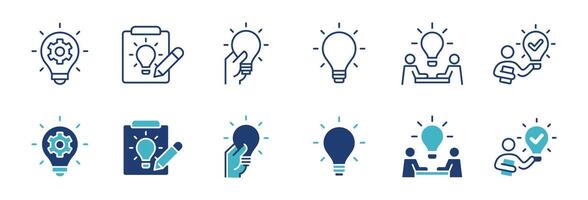 creativity idea lightbulb innovation icon set business thinking creative inspiration illustration startup project management symbol design vector