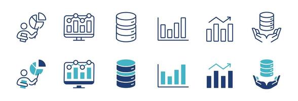 business report diagram analysis chart icon set marketing performance graph statistic growth data illustration for web and app vector