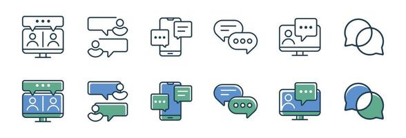 set of online talking message bubble chat discussion icon social communication element symbol illustration vector