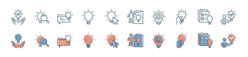 collection of creative idea lightbulb icon set business creativity innovation problem solving solution illustration management thinking inspiration symbol design for web and app vector