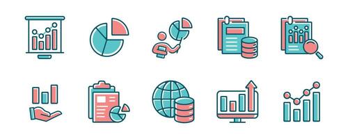 collection of data analysis graph chart icon set business marketing management growth report datum statistic illustration for web and app vector