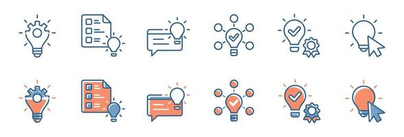 lightbulb creative thinking icon set business startup innovation creativity illustration for web and app vector