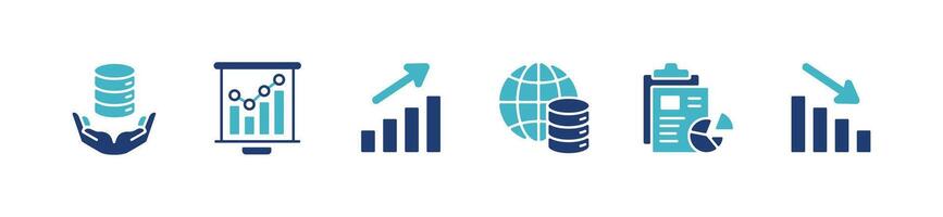collection of data analysis chart graph icon set business diagram marketing monitoring management report infographic illustration vector