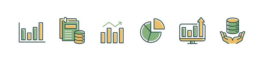 set of diagram chart presentation business growth data statistic icon management marketing financial analysis graph symbol illustration vector