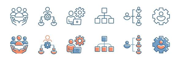 diagram structure management business hierarchy icon teamwork human resource strategy employment leadership signs illustration for web and app design collection vector