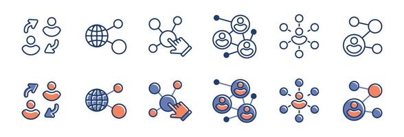 business partnership network icon set company global social connection molecular symbol illustration marketing net group link signs design for web and app vector
