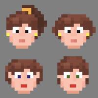 Pixel avatars of girls for the game. Game avatars of characters. vector