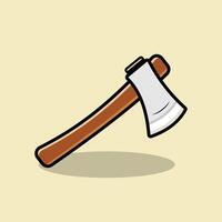 Axe Weapon Cartoon Icon Illustration Weapon Object Icon Concept Isolated Flat vector