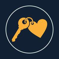 Heart shape key trendy icon deceptive abstract illustration colorful artwork beautiful design vector