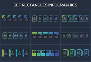 Set Rectangles infographic with 4, 5, 6 steps, options, parts or processes. Template for web on a background. vector