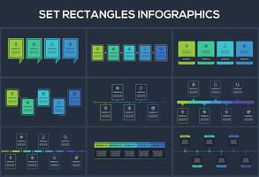 Set Rectangles infographic with 4, 5, 6, 7 steps, options, parts or processes. Template for web on a background. vector