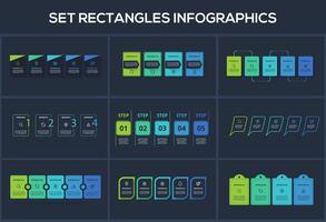Set Rectangles infographic with 4, 5 steps, options, parts or processes. Template for web on a background. vector