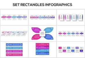 Set Rectangles concept for infographics with 4, 5, 6 steps, options, parts or processes. Business data visualization. vector