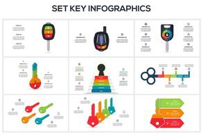 Set Keys concept for infographics with 2, 3, 4, 5, 6 steps, options, parts or processes. Business data visualization. vector
