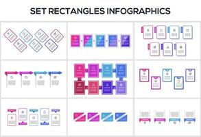 Set Rectangles concept for infographics with 4, 5, 7, 8 steps, options, parts or processes. Business data visualization. vector