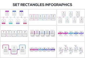 Set Rectangles concept for infographics with 3, 5, 6, 7 steps, options, parts or processes. Business data visualization. vector