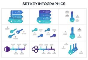 Set Keys concept for infographics with 3, 4, 5, 6 steps, options, parts or processes. Business data visualization. vector