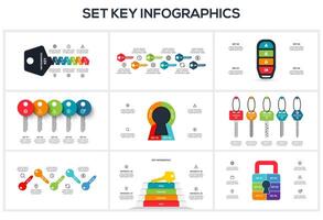 Set Keys concept for infographics with 4, 5, 6 steps, options, parts or processes. Business data visualization. vector