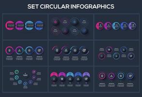 Set creative concept for infographic with 4. 5, 7 steps, options, parts or processes. Business data visualization. vector