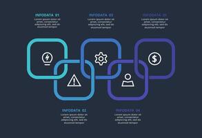 Creative infographic with 5 elements, presentations, illustration. Template for web on a black background. vector
