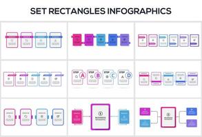 Set Rectangles concept for infographics with 2, 4, 5, 6 steps, options, parts or processes. Business data visualization. vector