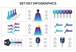 Set Keys concept for infographics with 3, 4, 6, 8 steps, options, parts or processes. Business data visualization. vector