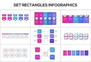 Set Rectangles concept for infographics with 4, 5, 6, 8 steps, options, parts or processes. Business data visualization. vector