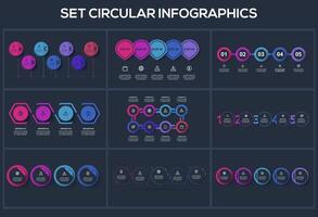 Set creative concept for infographic with 4, 5. 7, 8 steps, options, parts or processes. Business data visualization. vector