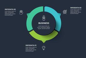Diagram concept for infographic with 3 steps, options, parts or processes. Template for web on a black background. vector