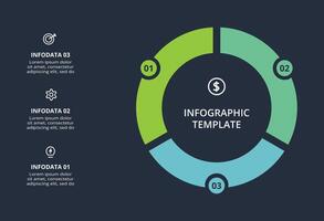 Diagram concept for infographic with 3 steps, options, parts or processes. Template for web on a black background. vector