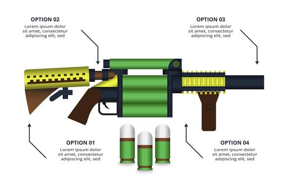 Military concept for infographic with 4 steps, options, parts or processes. Army boots marks