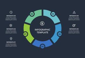 Diagram concept for infographic with 5 steps, options, parts or processes. Template for web on a black background. vector