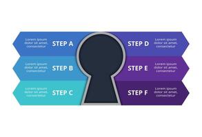 Key with 6 elements, infographic template for web, business, presentations, illustration. Business data visualization. vector