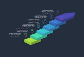 3d concept for infographic with 6 steps, options, parts or processes. Template for web on a black background. vector
