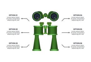 Military concept for infographic with 6 steps, options, parts or processes. Army boots marks vector