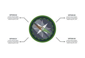 Military concept for infographic with 4 steps, options, parts or processes. Army boots marks vector