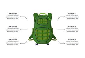 Military concept for infographic with 6 steps, options, parts or processes. Army boots marks vector