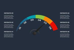 Creative dark infographic with 6 elements template for web on a black background, business, presentation. vector