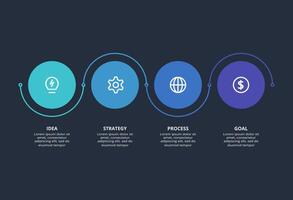 Creative dark infographic with 4 elements template for web on a black background, business, presentation. vector
